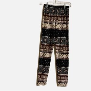 Leggings Army Soft Snowflake Mixed Print Black Cream Winter leggings one size